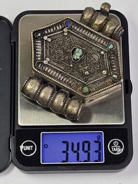 Antique Tibetan Ghau Gau Prayer Box *Missing Back* Turquoise Stone